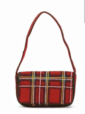 ❤️▪️Made In India ▪️ Beaded Shoulder Bag Plaid Red & Green